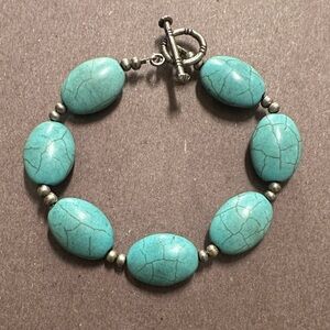 Source Unknown Turquoise and Silver Bracelet